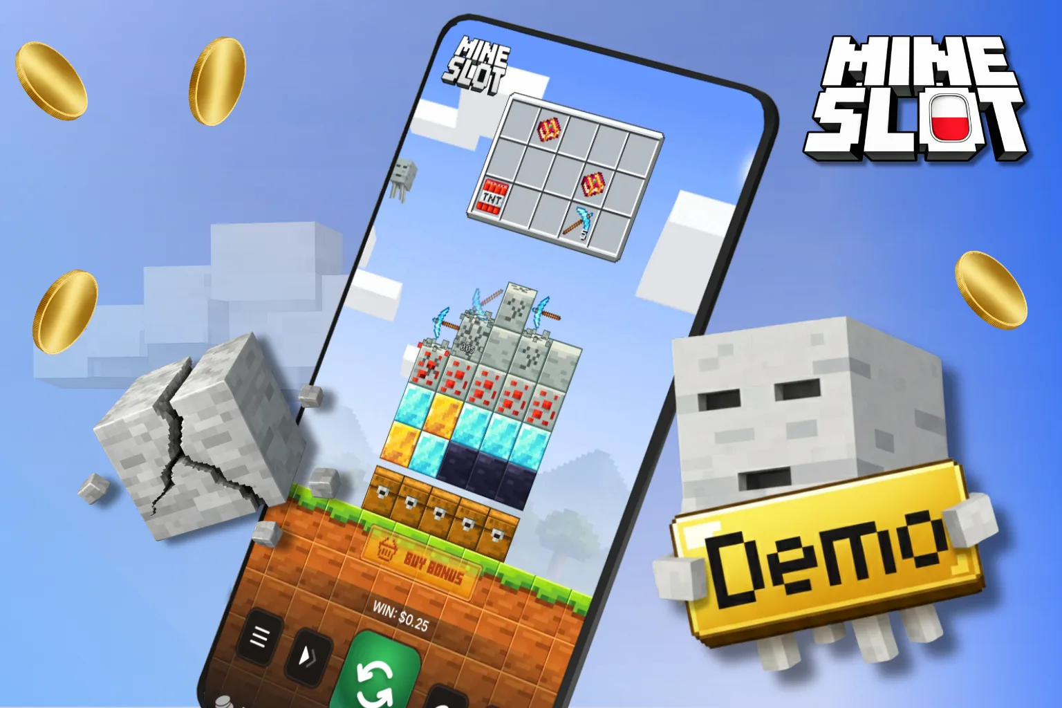 Wersja demo Mine Slot PL umożliwia graczom bezpłatną grę.